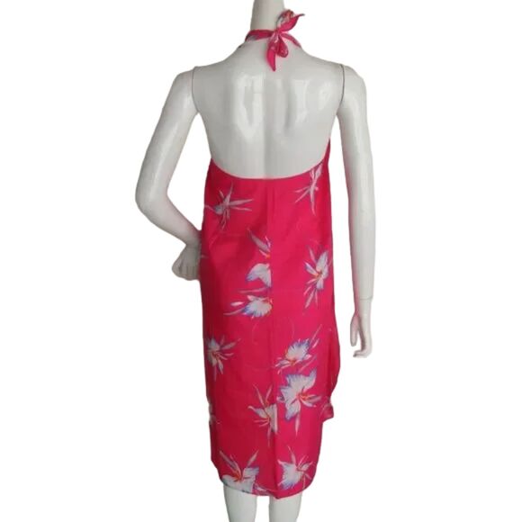 Vintage HILO HATTIES Wrap Dress/Sarong, S, Pink Floral, Halter, Made in Hawaii - Picture 5 of 10